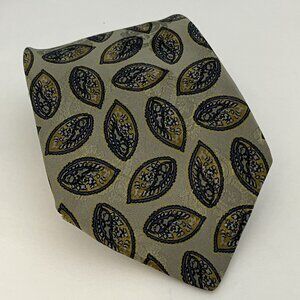 Vintage Christopher Hayes Green Leaf Paisley Silk Tie Made In Italy